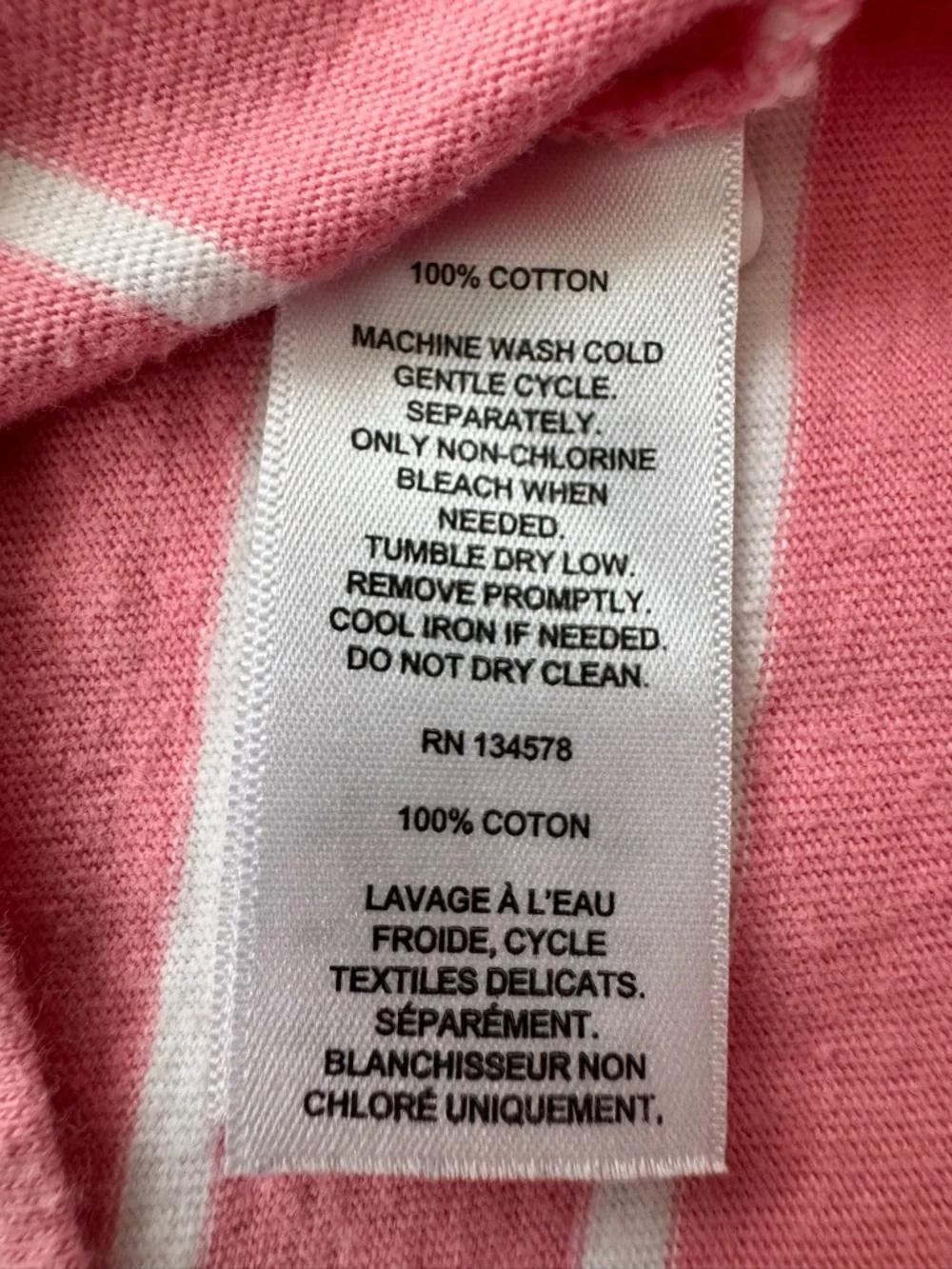 Vineyard Vines Pink White Striped Short Sleeve T-Shirt Navy Velvet Whale Size L